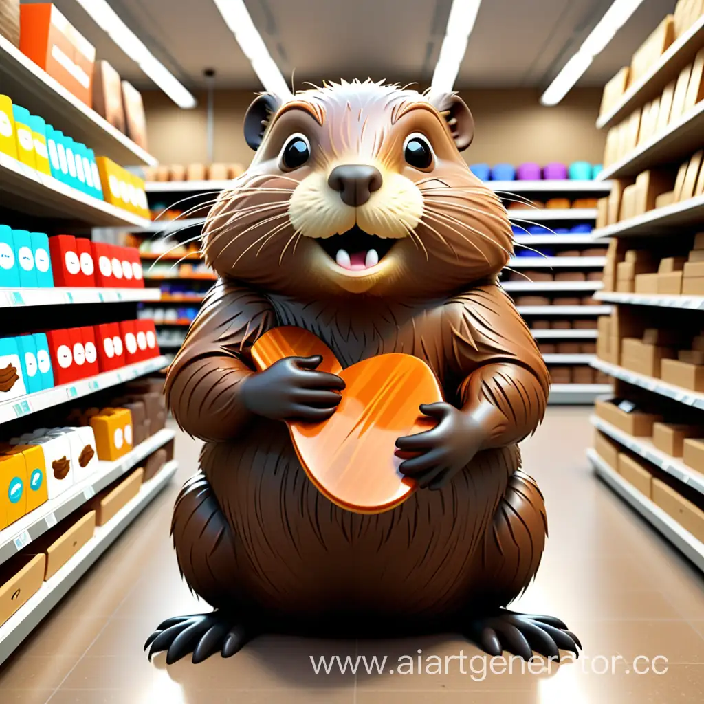 Beaver-Shopping-for-Supplies-in-a-Store