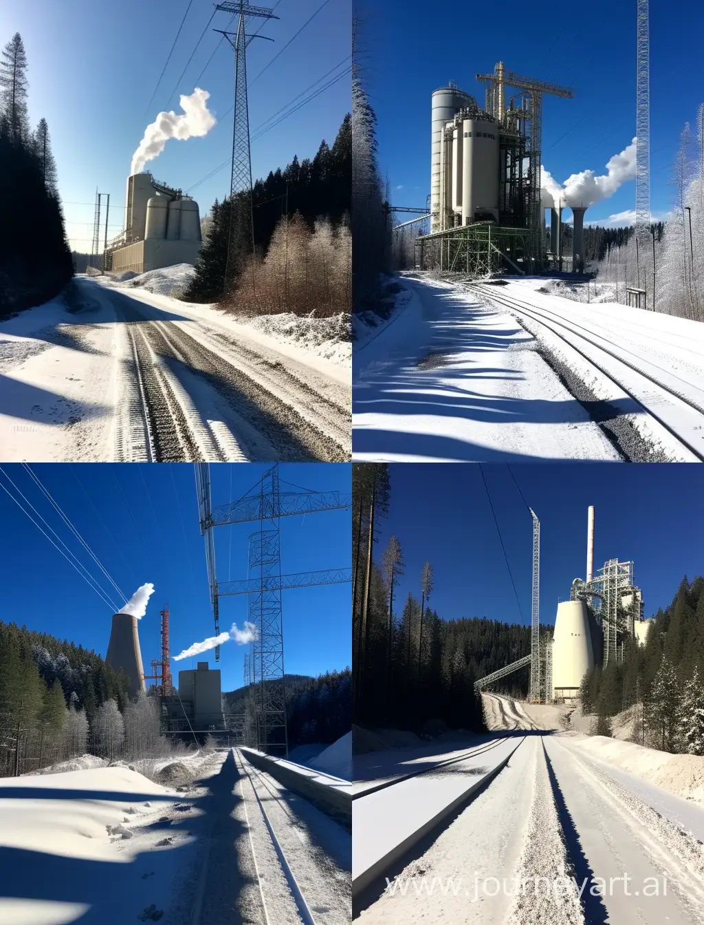 Frosty-Morning-at-Cement-Mixing-Plant-with-SnowCovered-Landscape