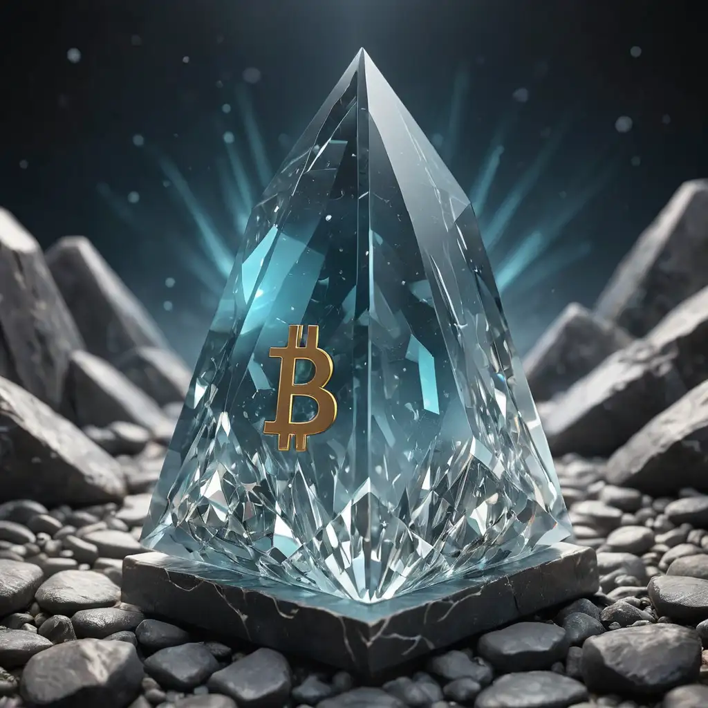 Bitcoin Diamond Obelisk Ancient Monolith in Glossy Stone