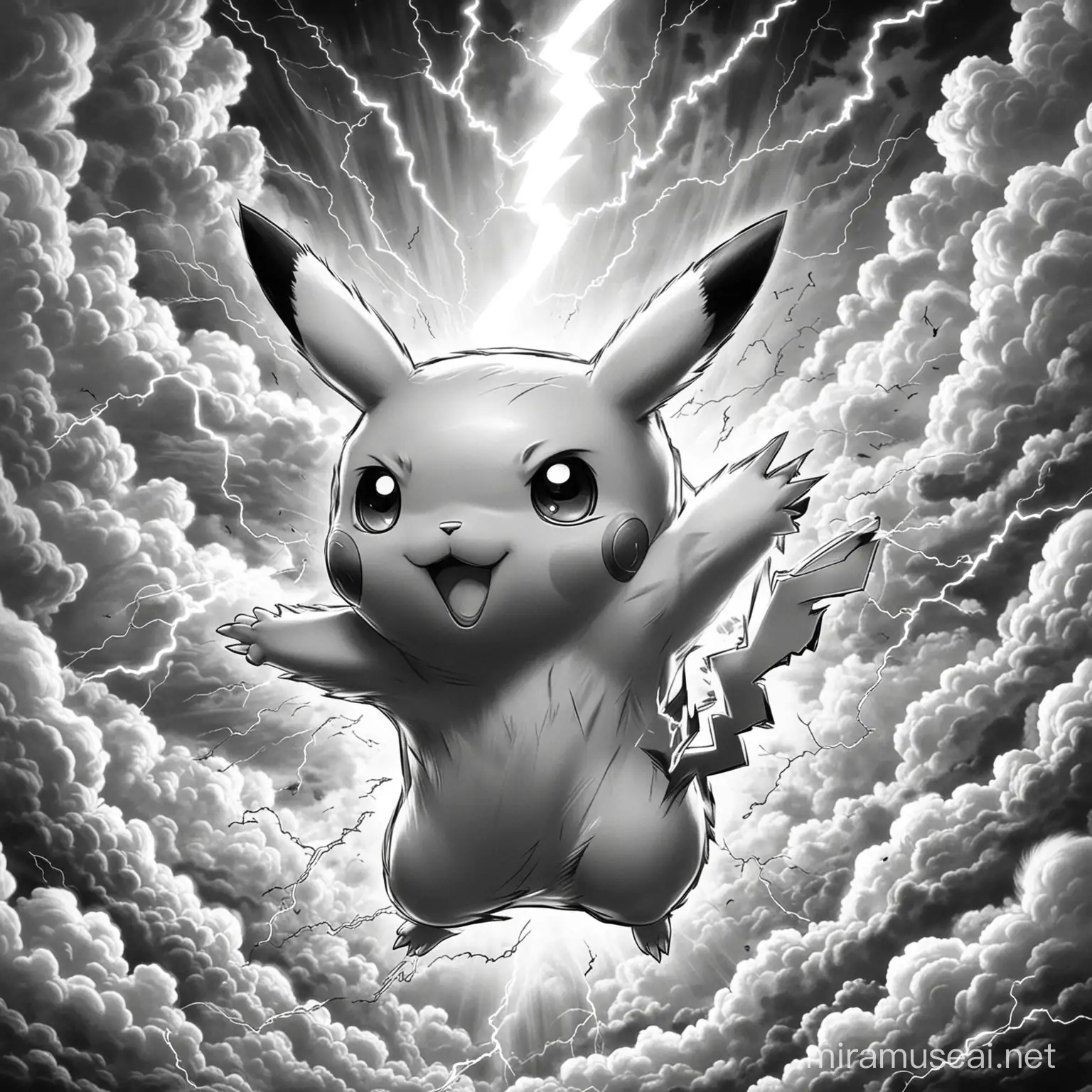 Pikachu Lightning Bolt Attack Coloring Page