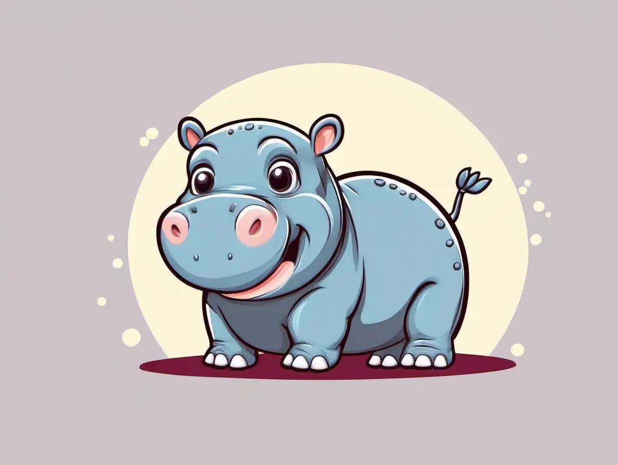 Adorable Cartoon Style Hippo Illustration for All Ages