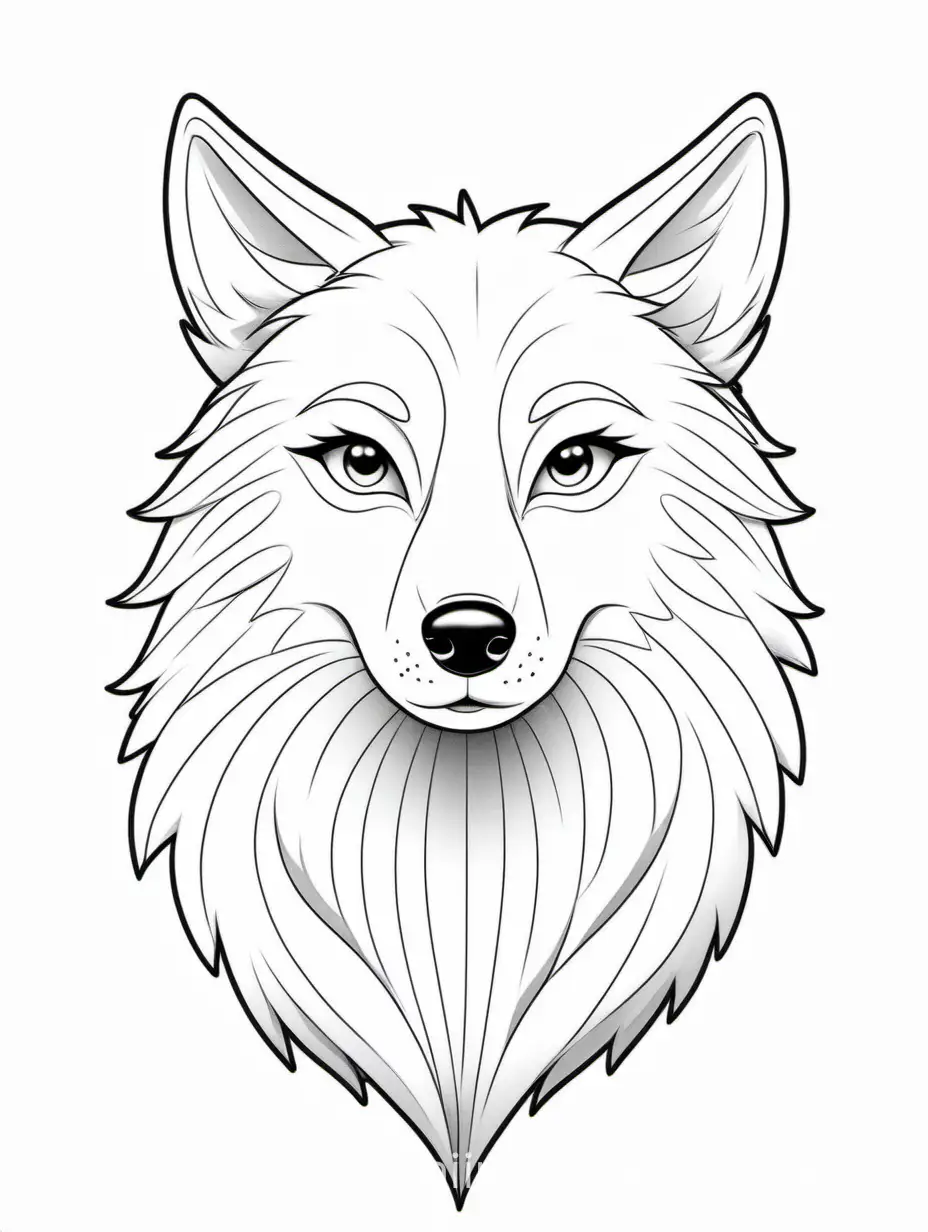 cute Wolf, animal, coloring page, happy, unique style, white background, unique image, image variation, realistic, pure white back ground, real style, realistic, minimalistic, minimal black line art, line art, crisp line art, unique coloring sheet, outlined, outline, crisp, crisp line edges, illustration, thin lines, crisp clear lines, line art, clean line art, unique, 8k, amazing, masterpiece, no colors, no dark color, no black color, avoid thick black, minimalistic line edges, pure white back ground, full screen image, character full fit to page, illustration, cartoon style, no shades, no black shades, avoid gray scale