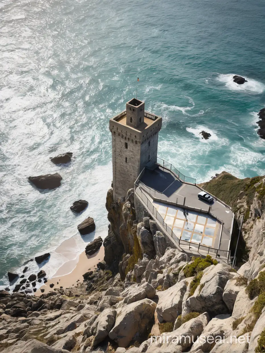 Majestic Cliff Tower Concrete Structure Amidst Natures Grandeur
