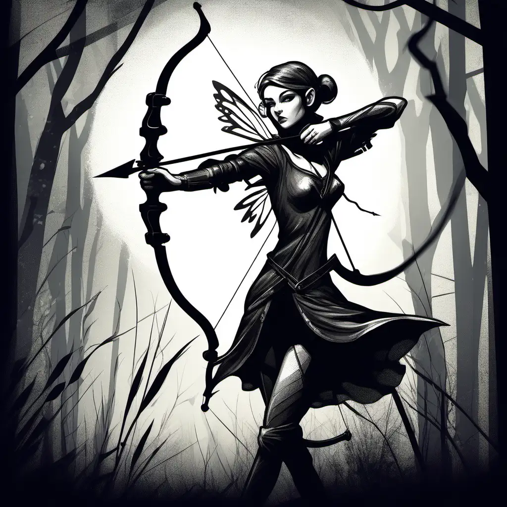 Fairy archer in a noir style