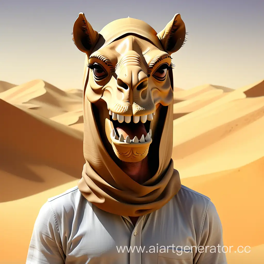 person with a camel head mask