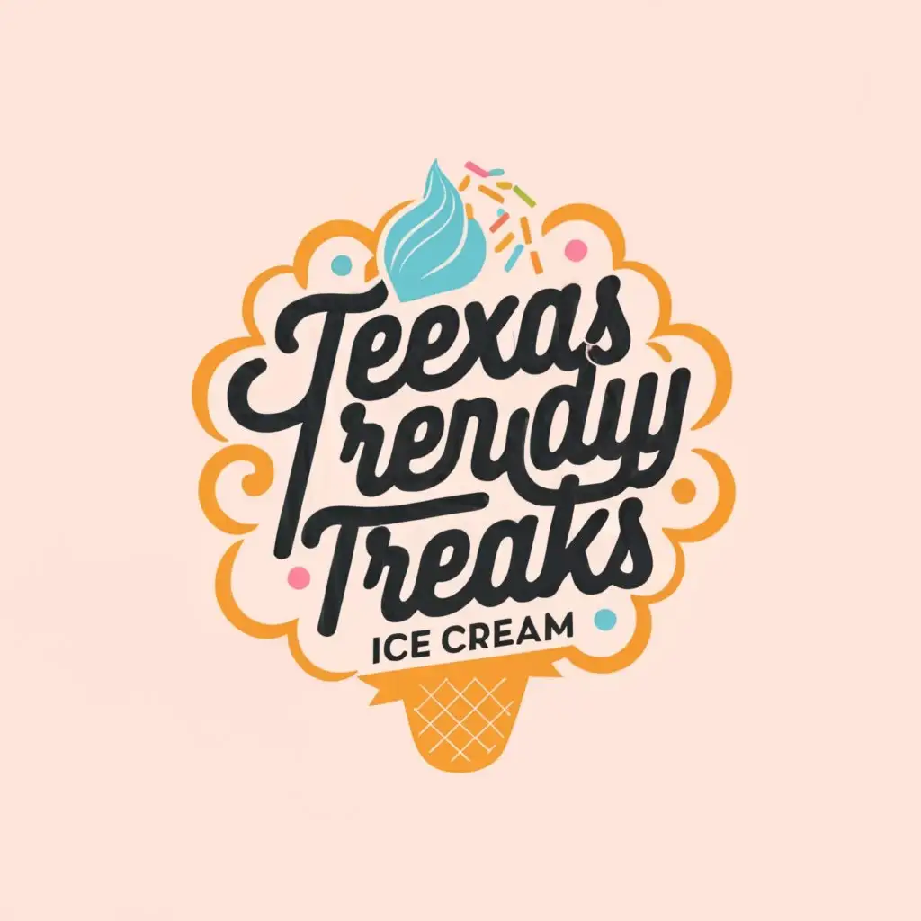 a logo design,with the text "Texas Trendy Treats", main symbol:a logo design,with the text "Texas Trendy Treats", main symbol:Typography  ice cream SHOP logo,Moderate,clear background,Moderate,clear background