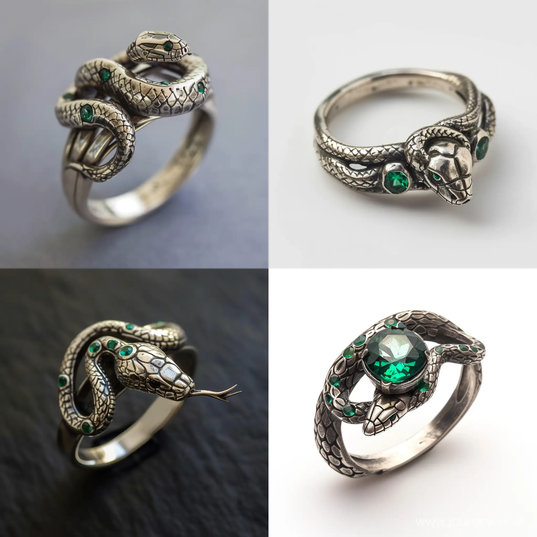 The ring that belonged to Lord Voldemort, silver, emeralds, snake, realistic