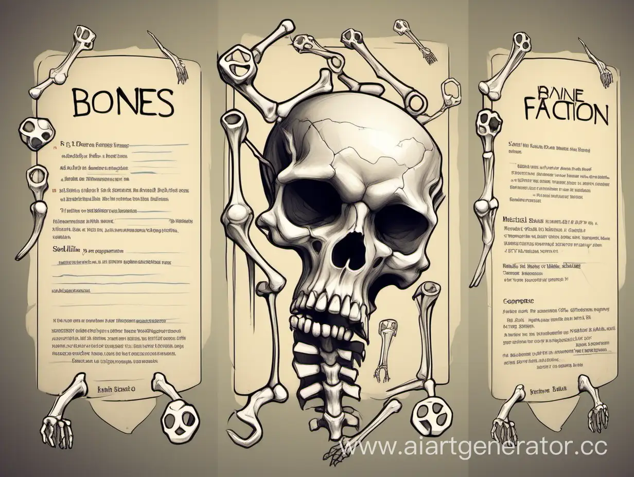 Draw me a flyer for buying and selling things, adding a medical theme and the name of the Bones faction
