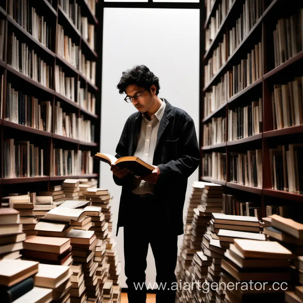 Contemplative-Poet-Surrounded-by-Books-Ponders-the-Future-of-Literature