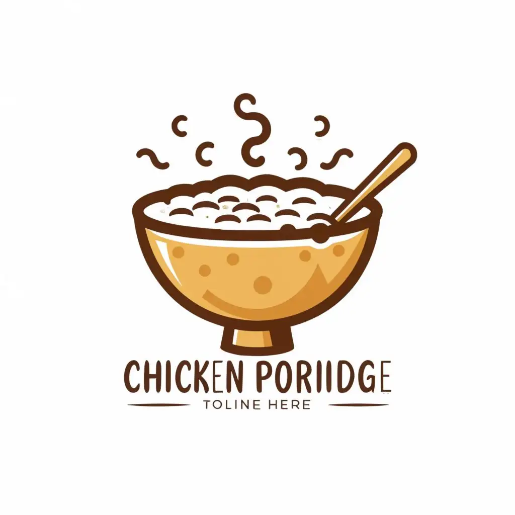 LOGO-Design-For-Chicken-Porridge-Restaurant-Steaming-Bowl-Emblem-with-Inviting-Typography
