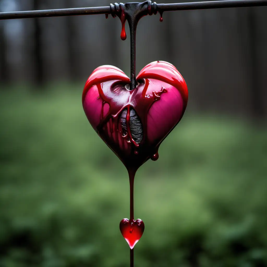 Gothic Horror Bleeding Heart on a Stake Dripping Blood