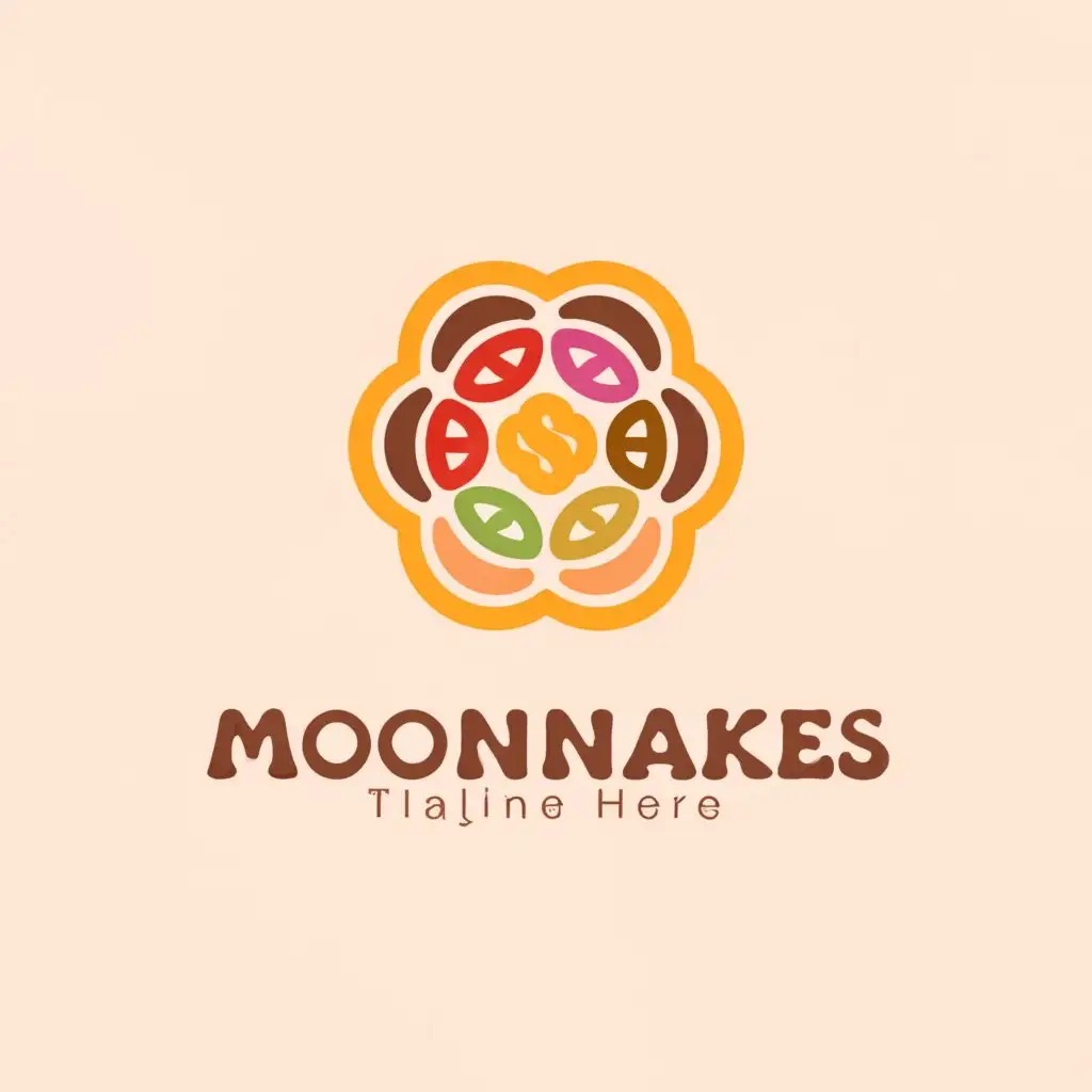 a logo design,with the text "Mooncakes", main symbol:logo for a fruit-filled mooncake shop, the logo I want is in the style of a mooncake cut in half, showing a variety of fruit fillings inside,Moderate,clear background