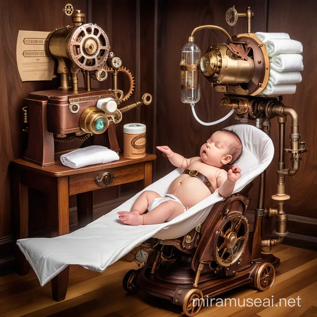 Steampunk Diaper Changing Contraption A Fantastical Invention for Victorian Parenting