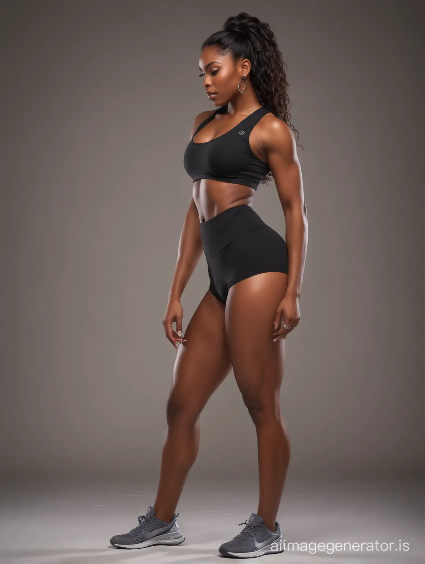 Athletic-Black-Female-with-Toned-Glutes-Engaging-in-Fitness-Workout
