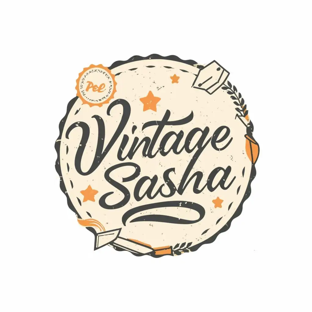 logo, circle, with the text "vintage sasha", typography, be used in Education industry