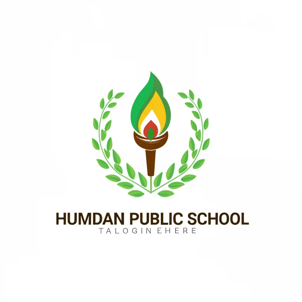a logo design,with the text "can you make a logo for my school which has name of school on it HUMDAN PUBLIC SCHOOL", main symbol:Candle surrounded by leaves,Moderate,be used in Education industry,clear background