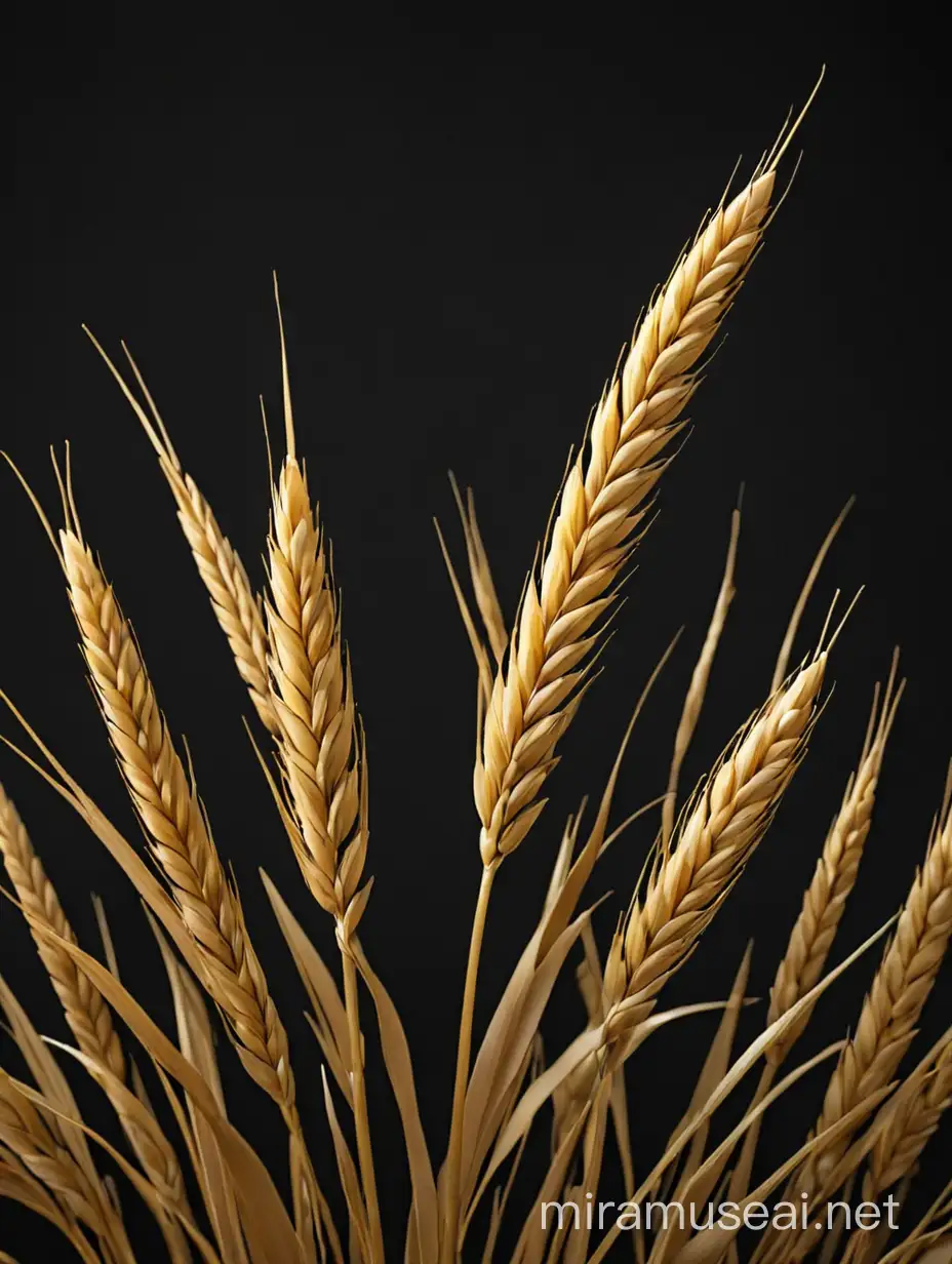 wheat spike, black background, minimalistic