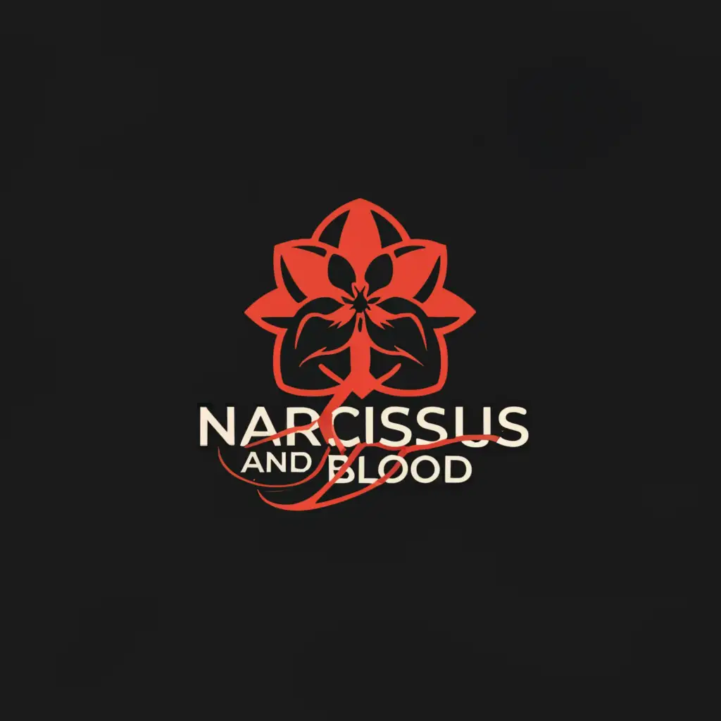 a logo design,with the text "Narcissus and Blood", main symbol:Narcissus with blood,Moderate,be used in Real Estate industry,clear background