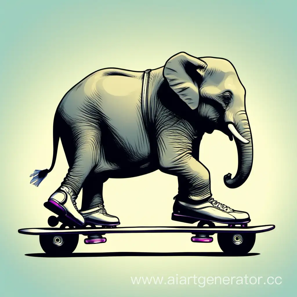 Elephant-Rollerblading-Playful-Pachyderm-Gliding-with-Grace