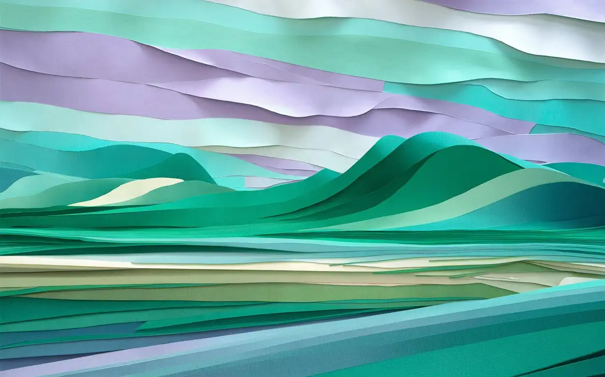 Detailed Laser Cut Paper Illustration of Colorful Steppe Sky