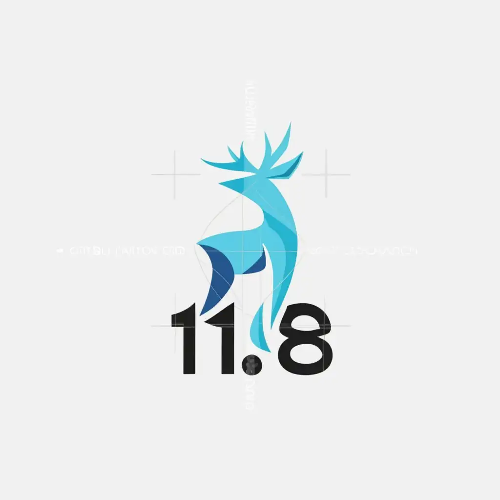a logo design,with the text "11-8", main symbol:deer in light blue color,Moderate,be used in Retail industry,clear background