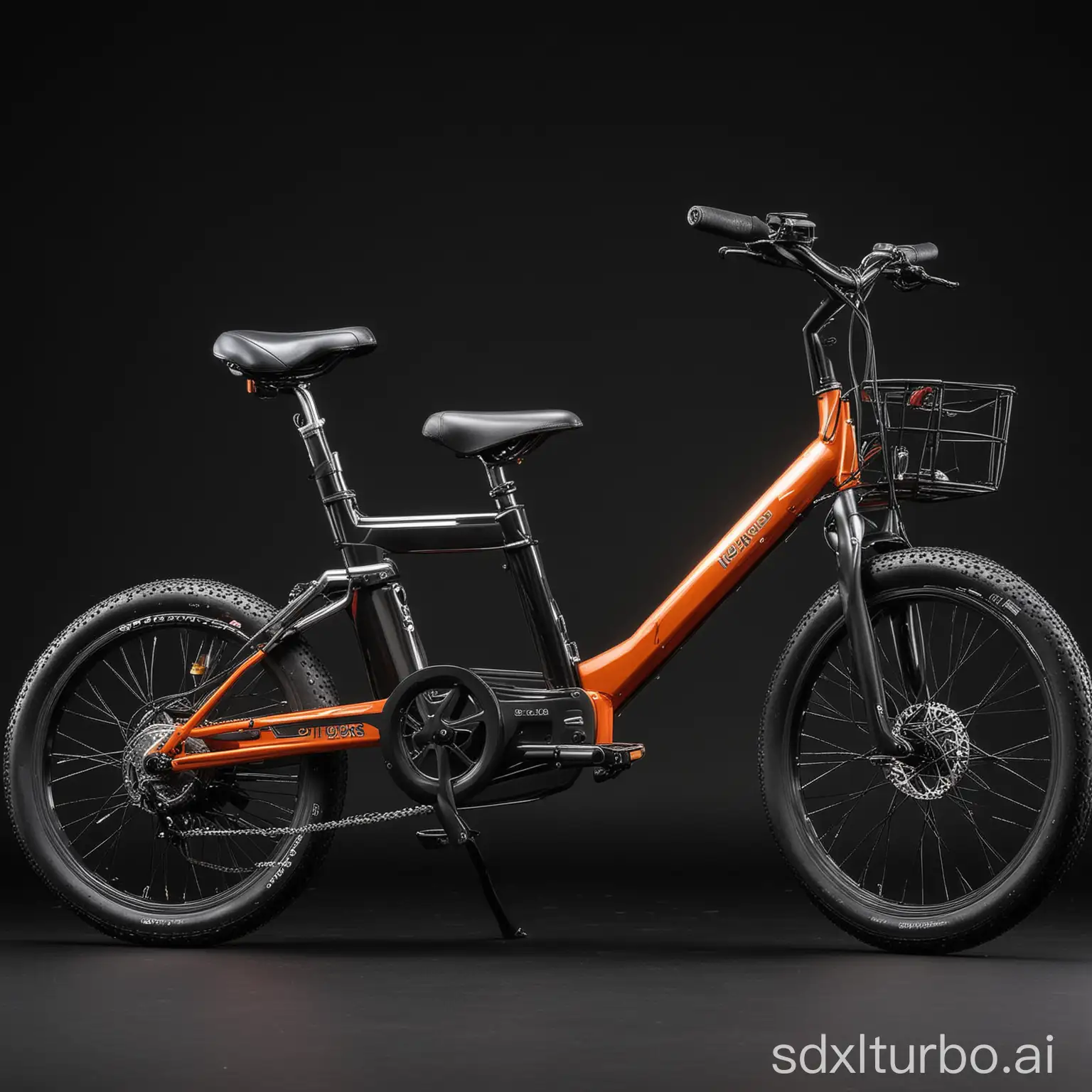 two electric bicycle with black background