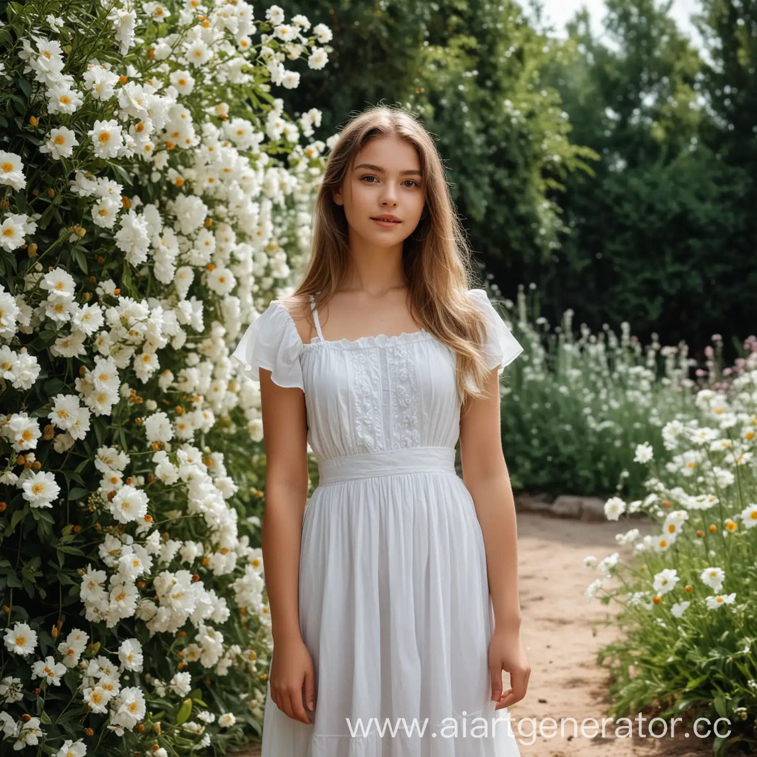 Girl-in-White-Dress-Amidst-Flower-Garden