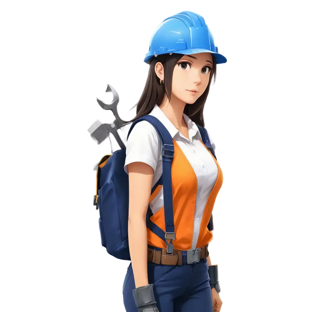 Anime Girl Construction Worker Face PNG Vibrant Illustration for ...