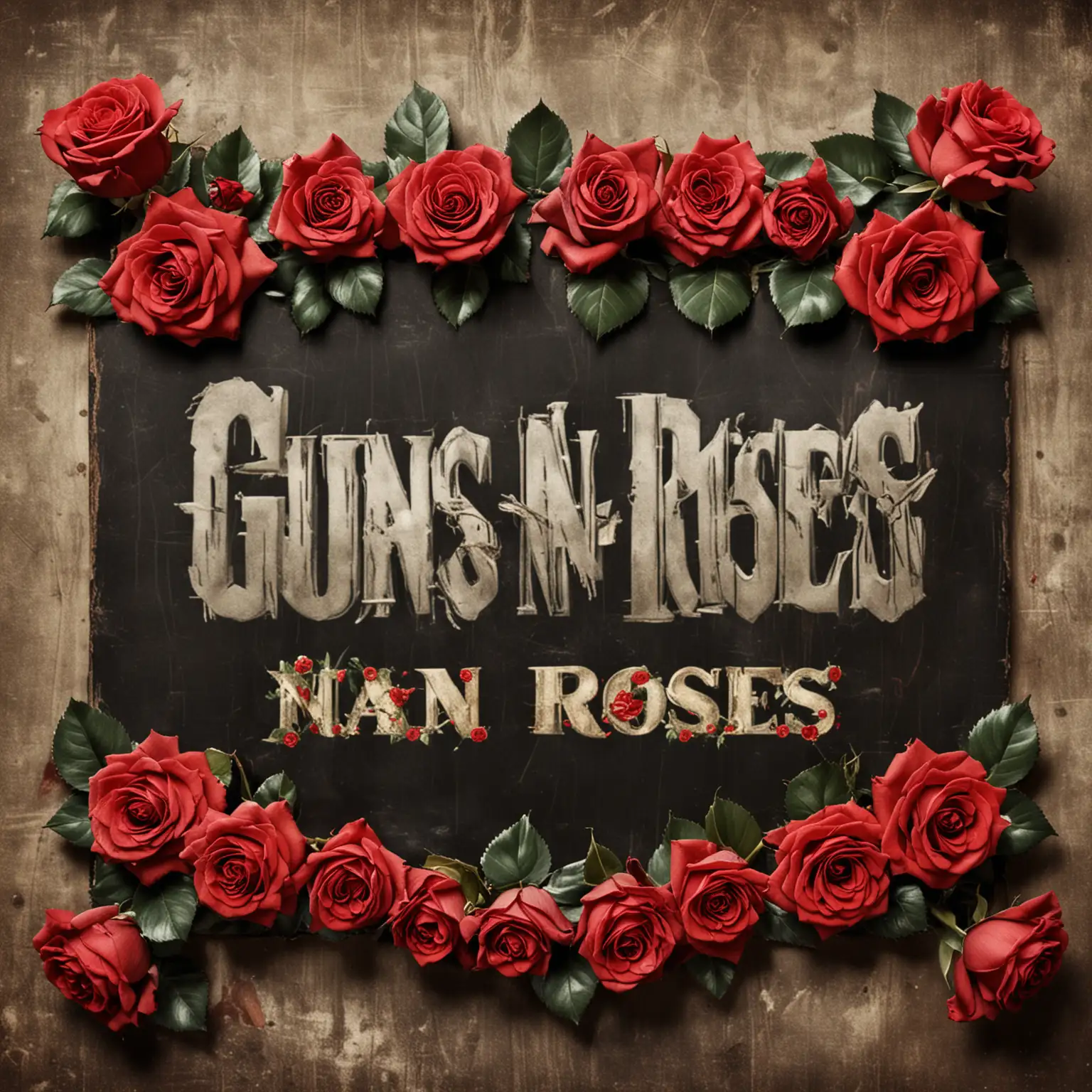 Top 5 Ranking Sign Surrounded by Red Roses Inspired by Guns N Roses Album Cover