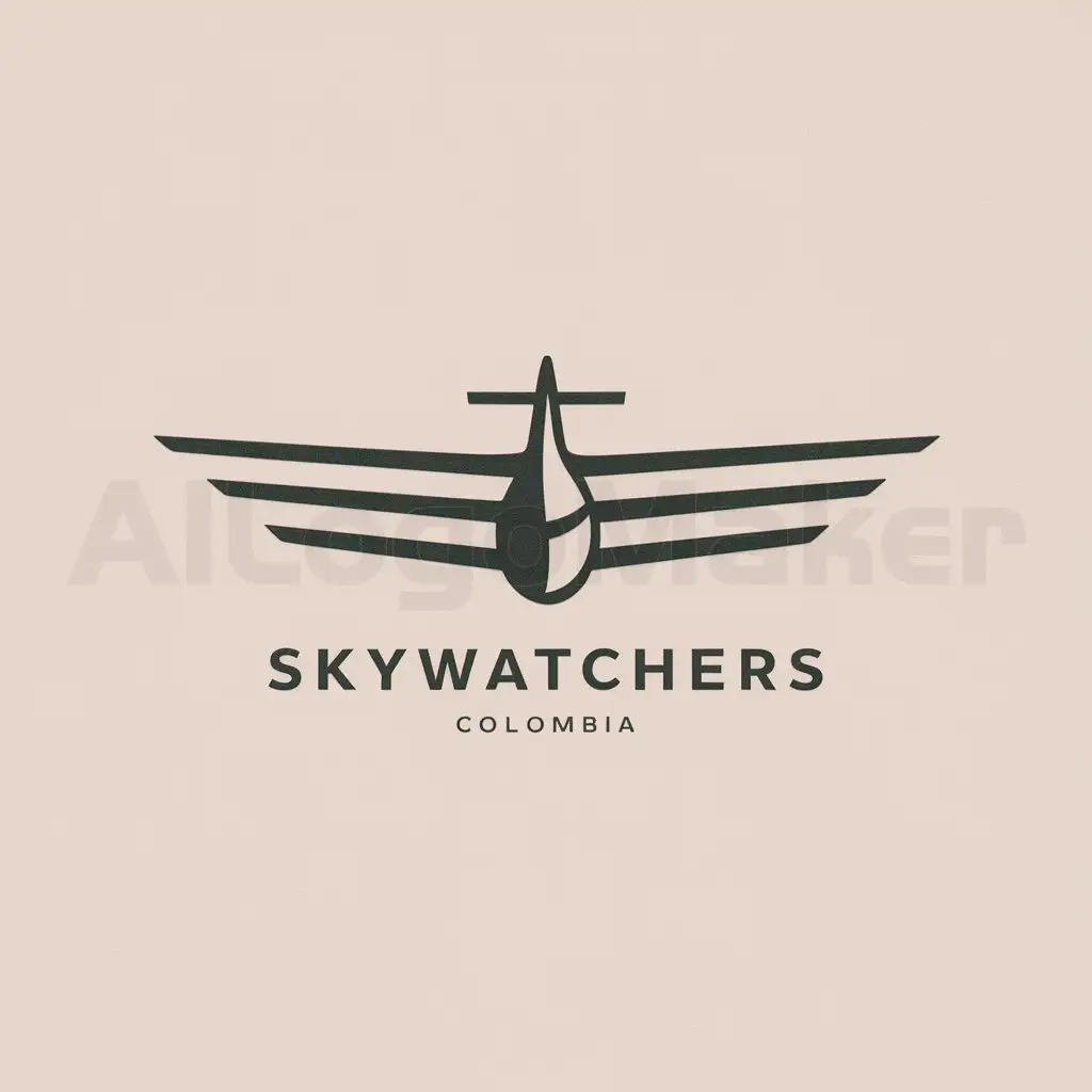 a logo design,with the text "Skywatchers Colombia", main symbol:avion,Moderate,clear background