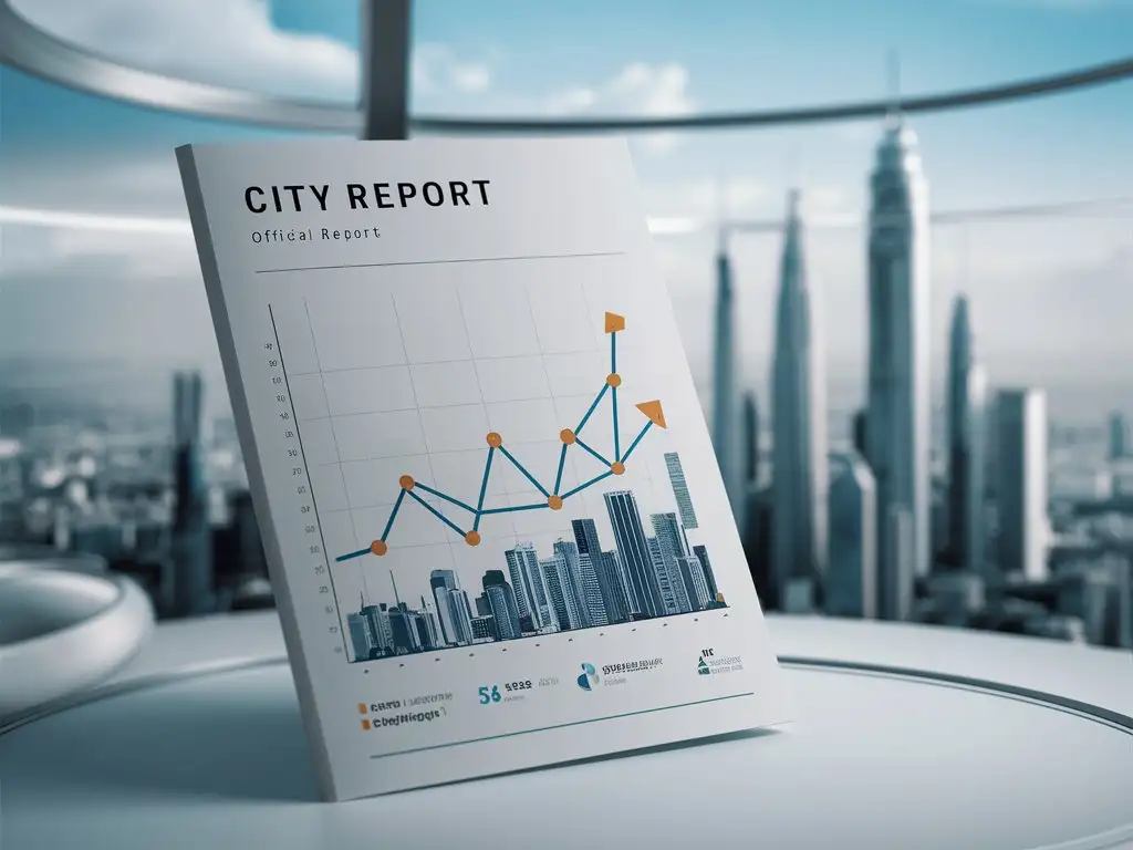  报告封面 平面 城市  数据  折线图  大数据  政务 官方 大气 简洁