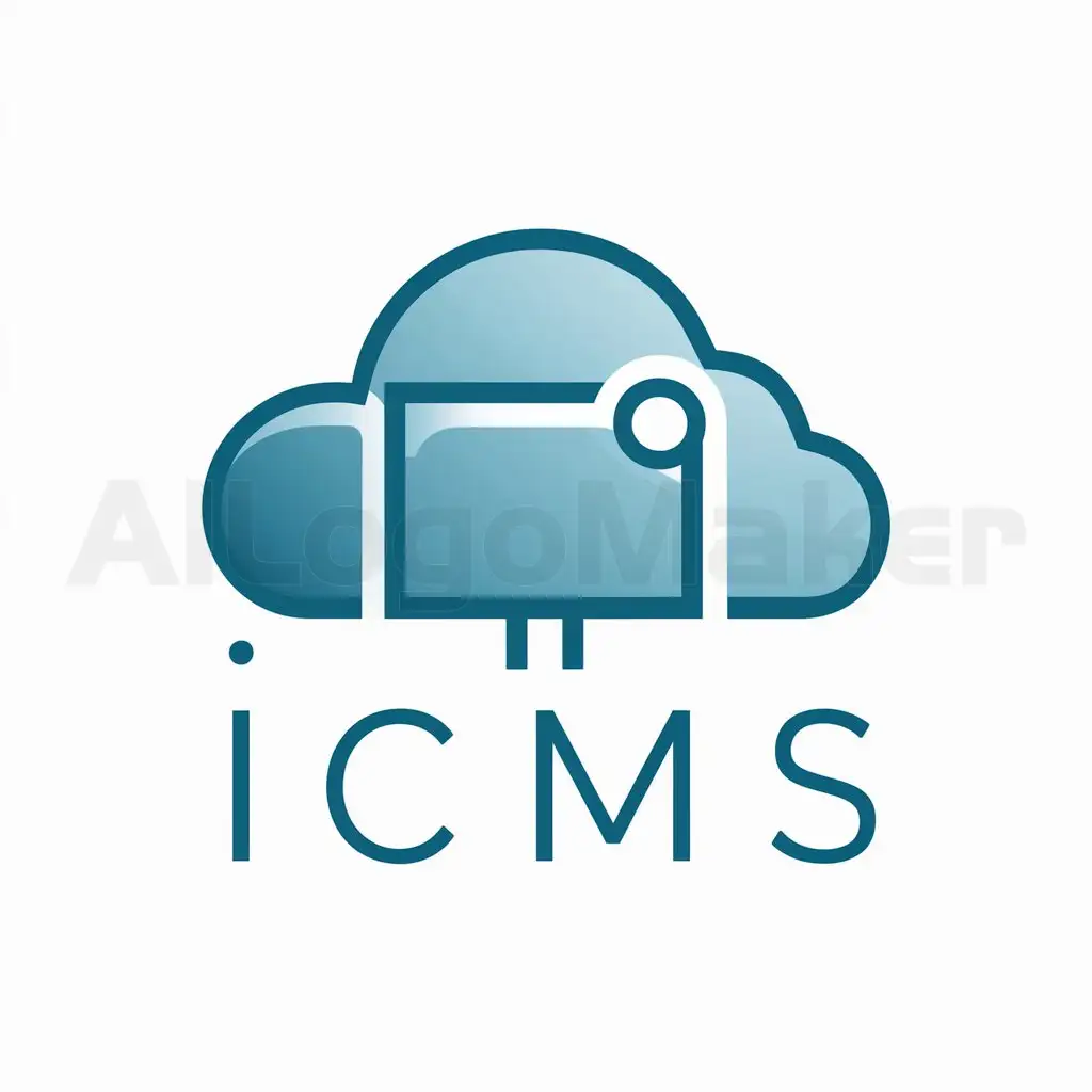 a logo design,with the text "ICMS", main symbol:monitor cloud blue,Minimalistic,be used in Internet industry,clear background