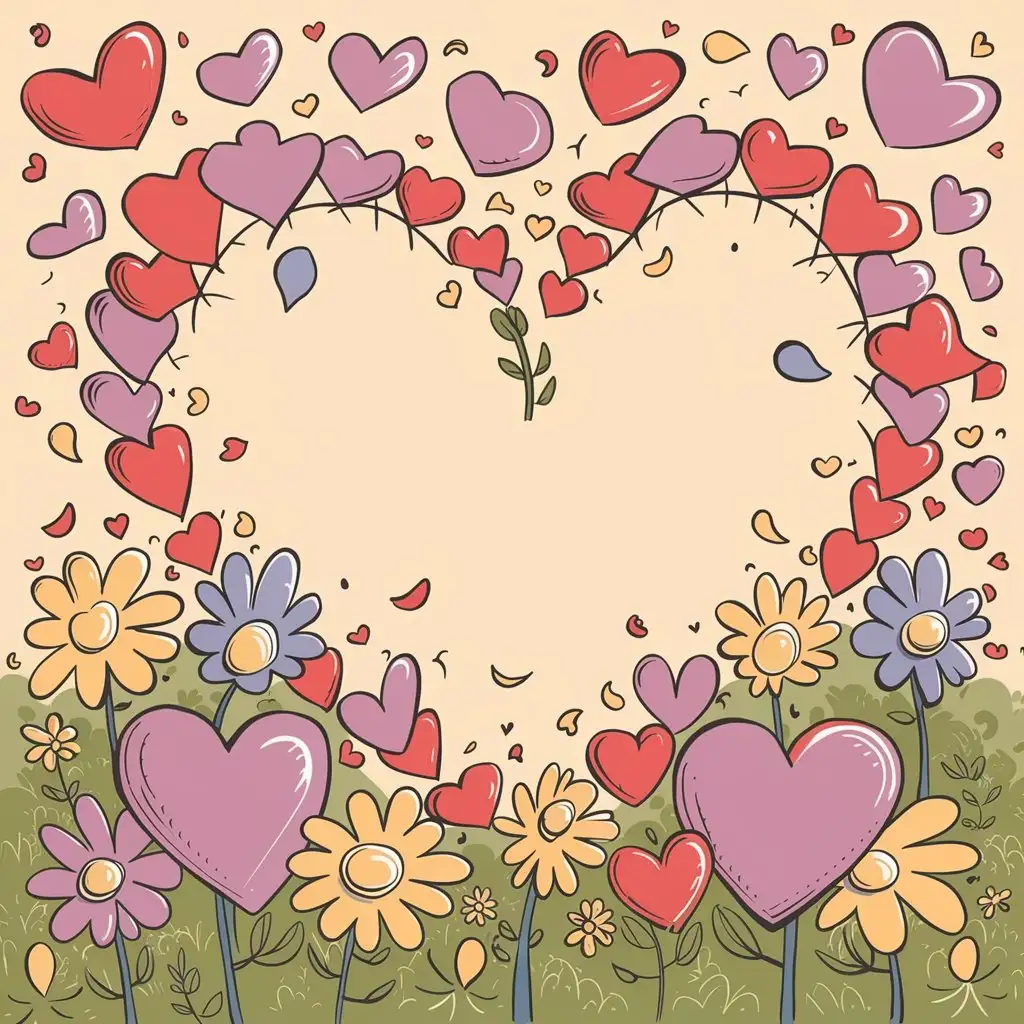 Romantic-Hearts-and-Flowers-on-Label-Background