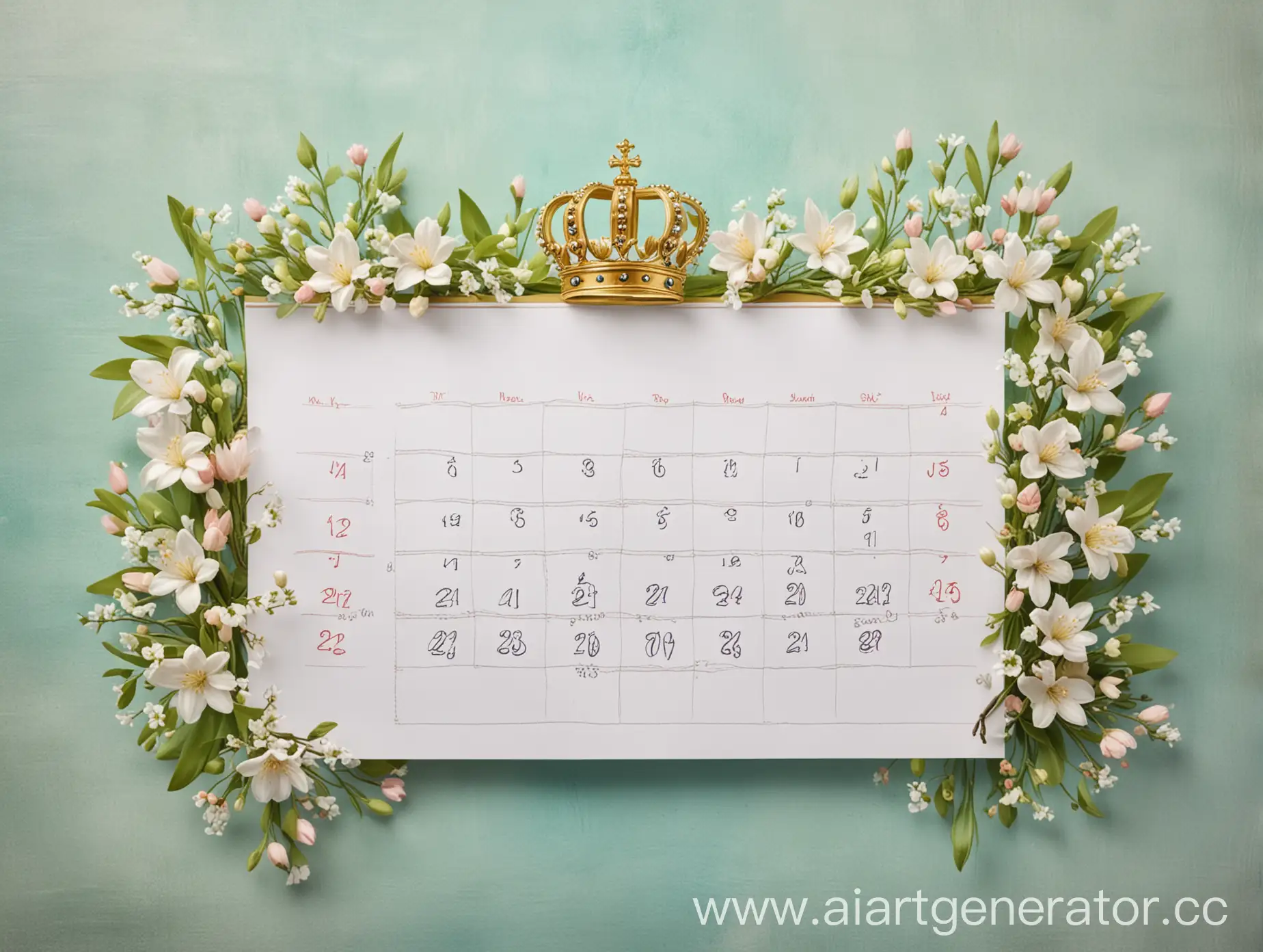 Spring-Crown-on-Floral-Background-for-Calendar