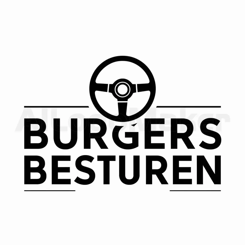 a logo design,with the text "Burgers Besturen", main symbol:steering,Moderate,be used in game, car industry,clear background