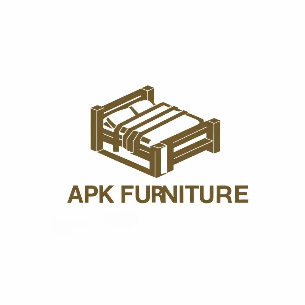 LOGO-Design-For-APK-FURNITURE-Elegant-Woodwork-Bed-Emblem-on-Clear-Background