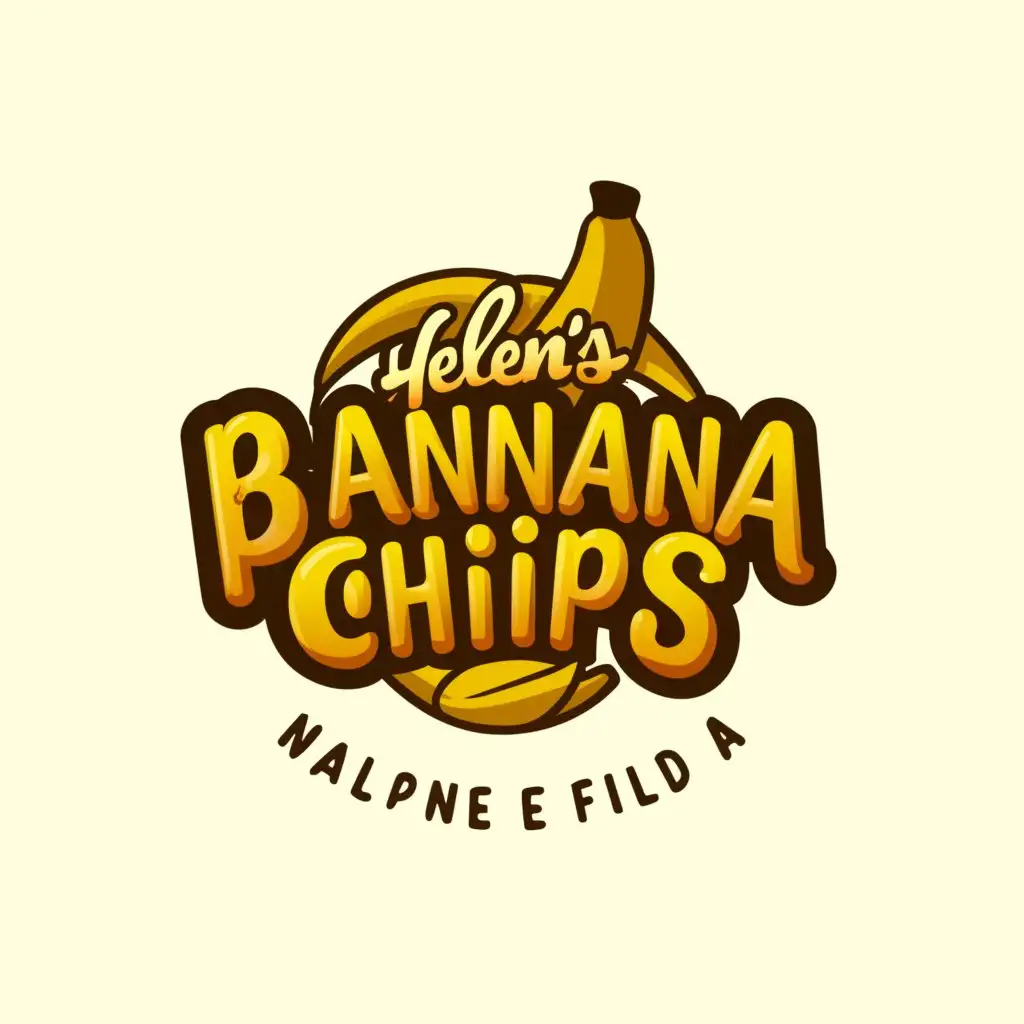 a logo design,with the text "Helen's Banana Chips", main symbol:chip and banana,Moderate,be used in Restaurant industry,clear background