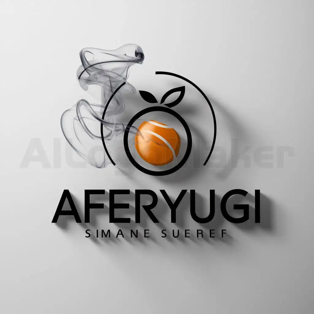 a logo design,with the text "Aferyugi", main symbol:fruits liquid smoke,Minimalistic,clear background