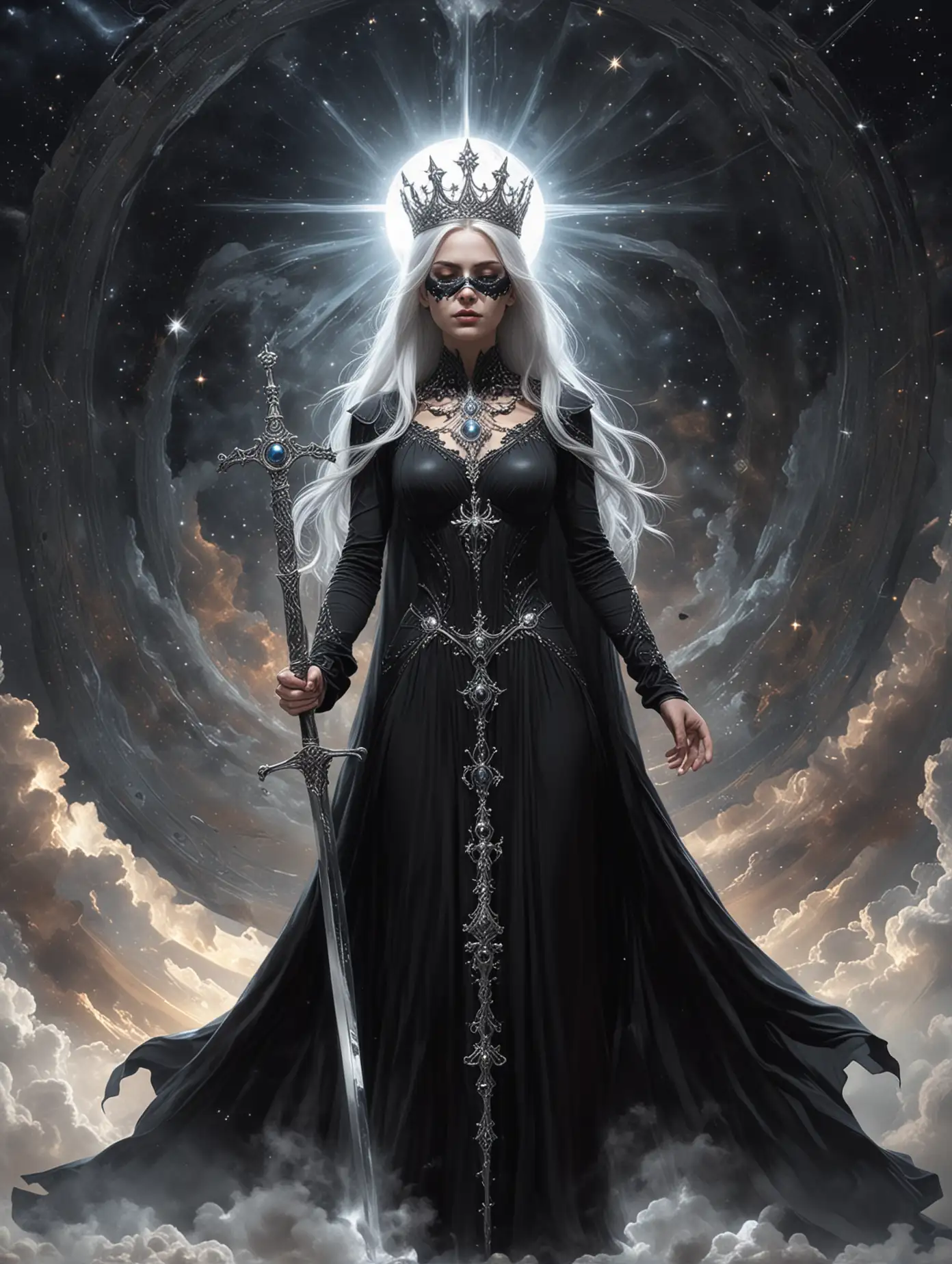 Mystical-Oracle-Woman-with-Silver-Sword-and-Crystal-Ball-in-Cosmic-Void
