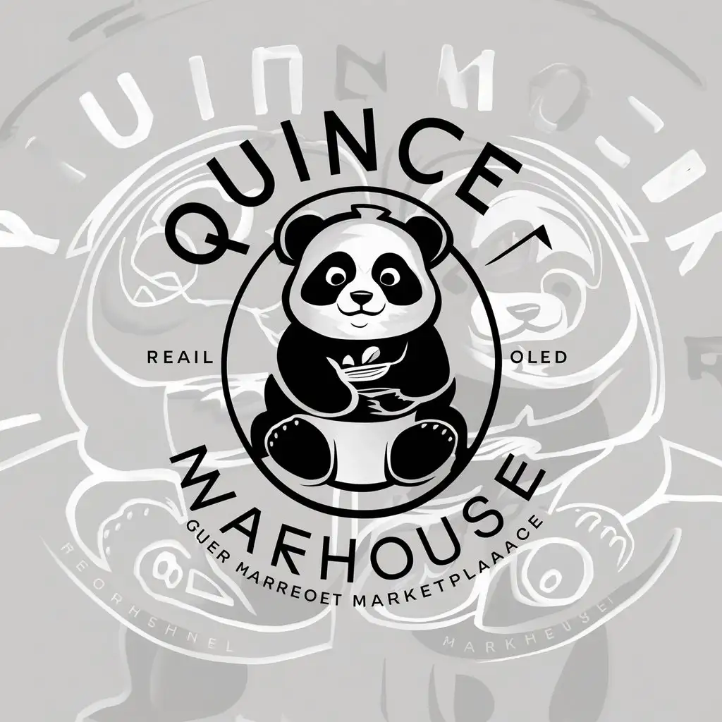 a logo design,with the text "quince warehouse", main symbol:panda, gourmet,complex,be used in Retail industry,clear background