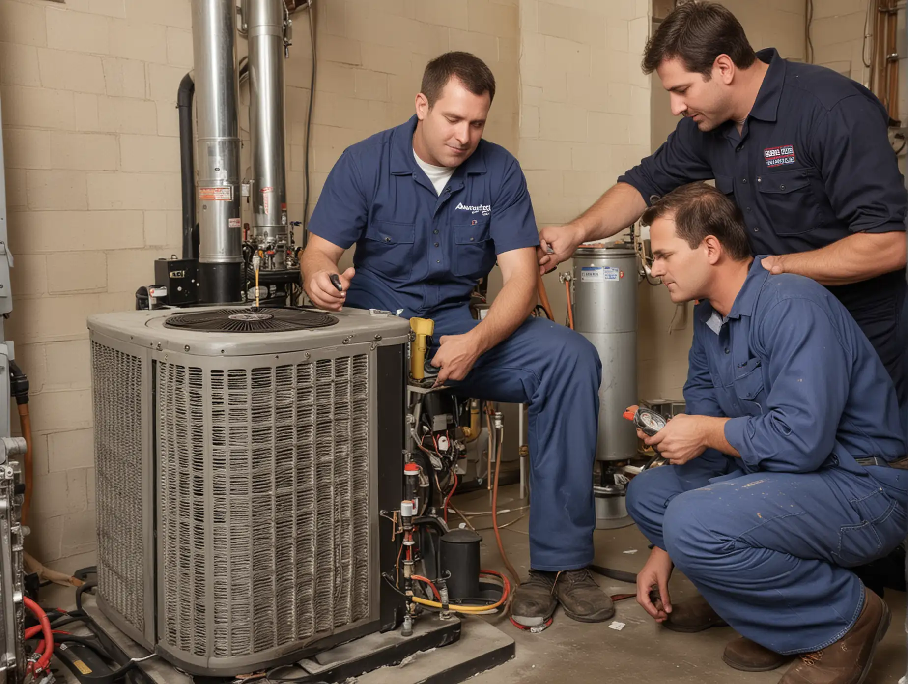 American Workers Conducting Thorough Heating Tune Up