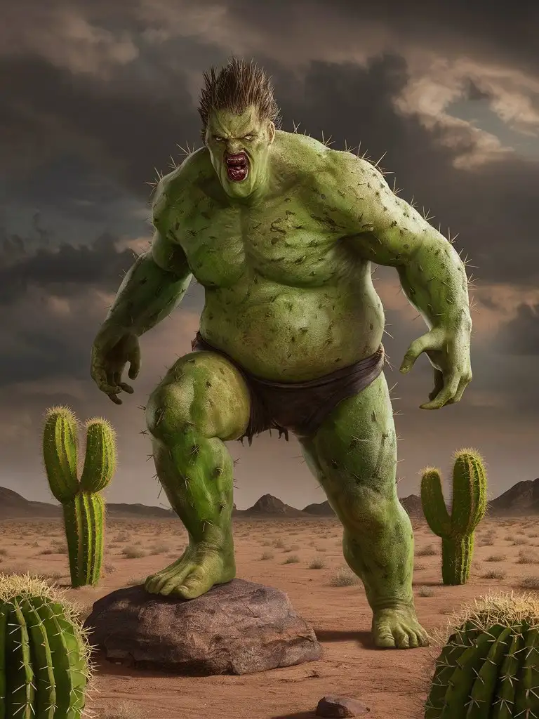 Formidable Green Giant Standing Amid Desert Cacti