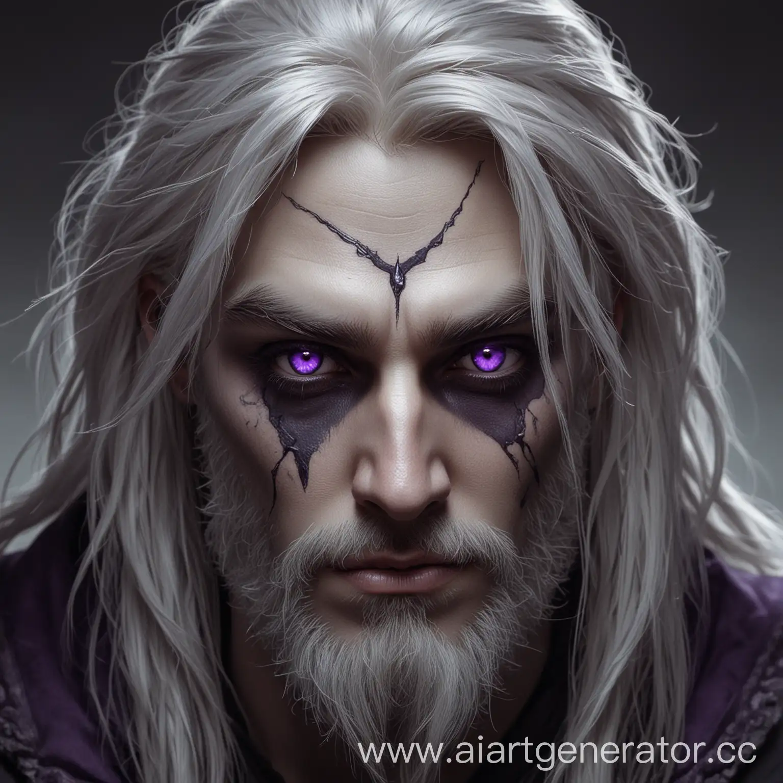 Drow-Elf-with-Purple-Eyes-and-Scars-Fantasy-Character-Portrait