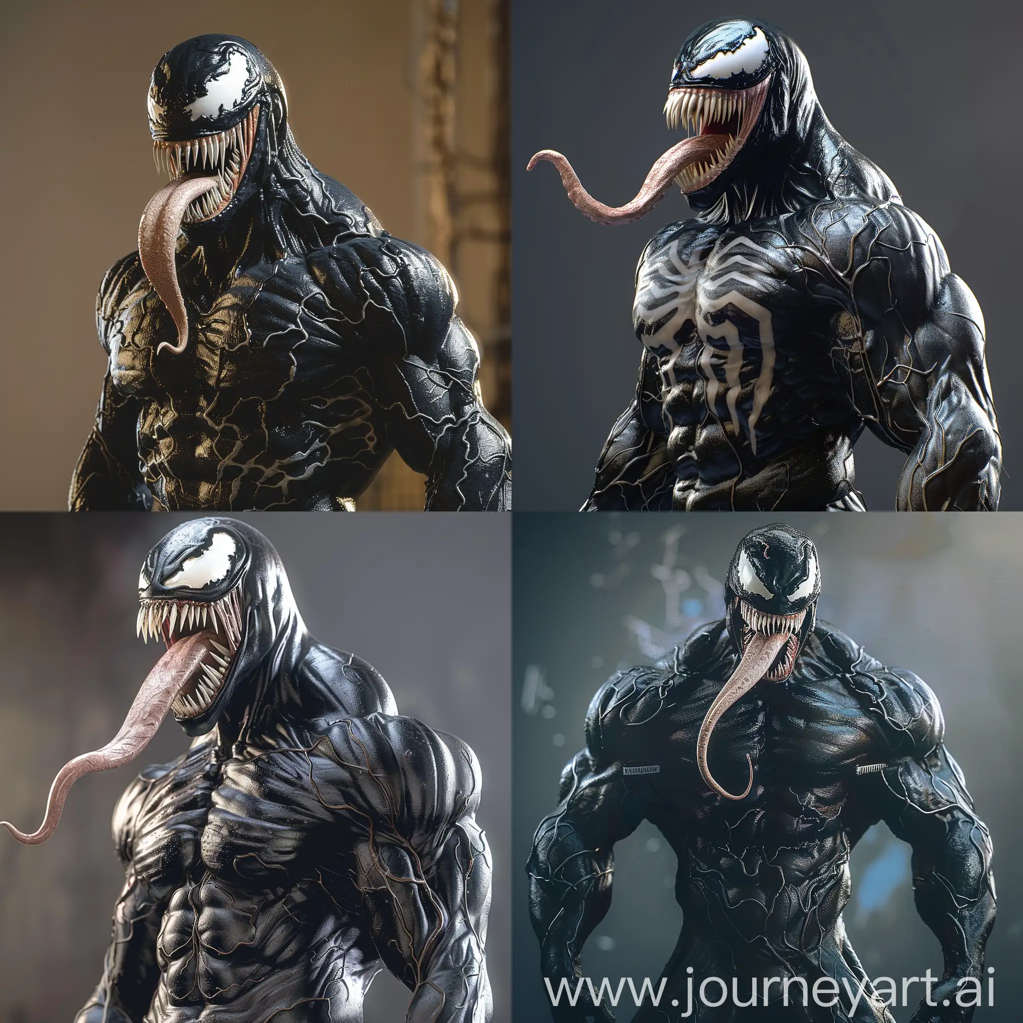 Venom-Marvel-Comics-Character-Flexing-Defined-Muscles-with-Tongue-Out