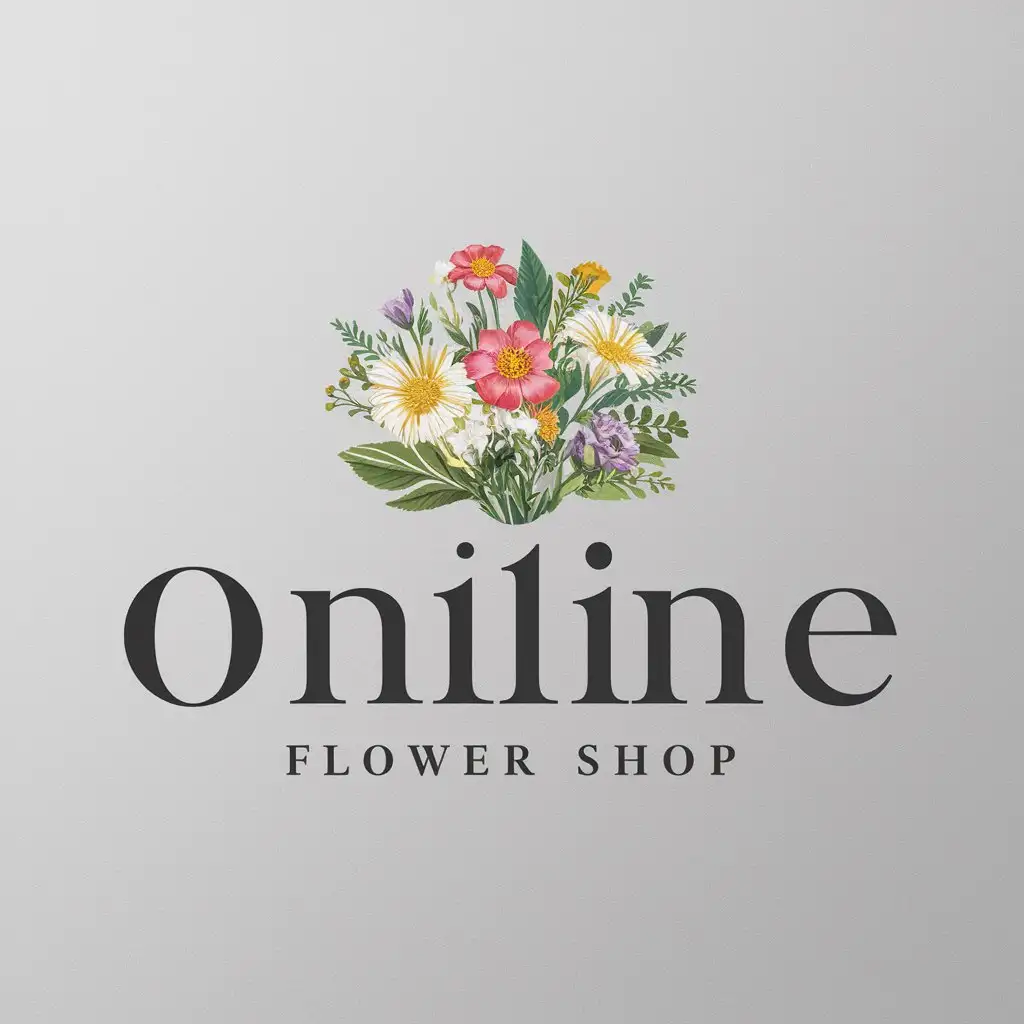 a logo design,with the text "online flower shop", main symbol:flowers,Moderate,be used in Retail industry,clear background