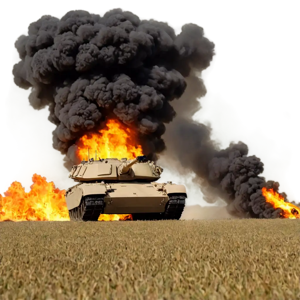 HighQuality-PNG-Image-Burning-Abrams-Tank-After-Direct-Hit