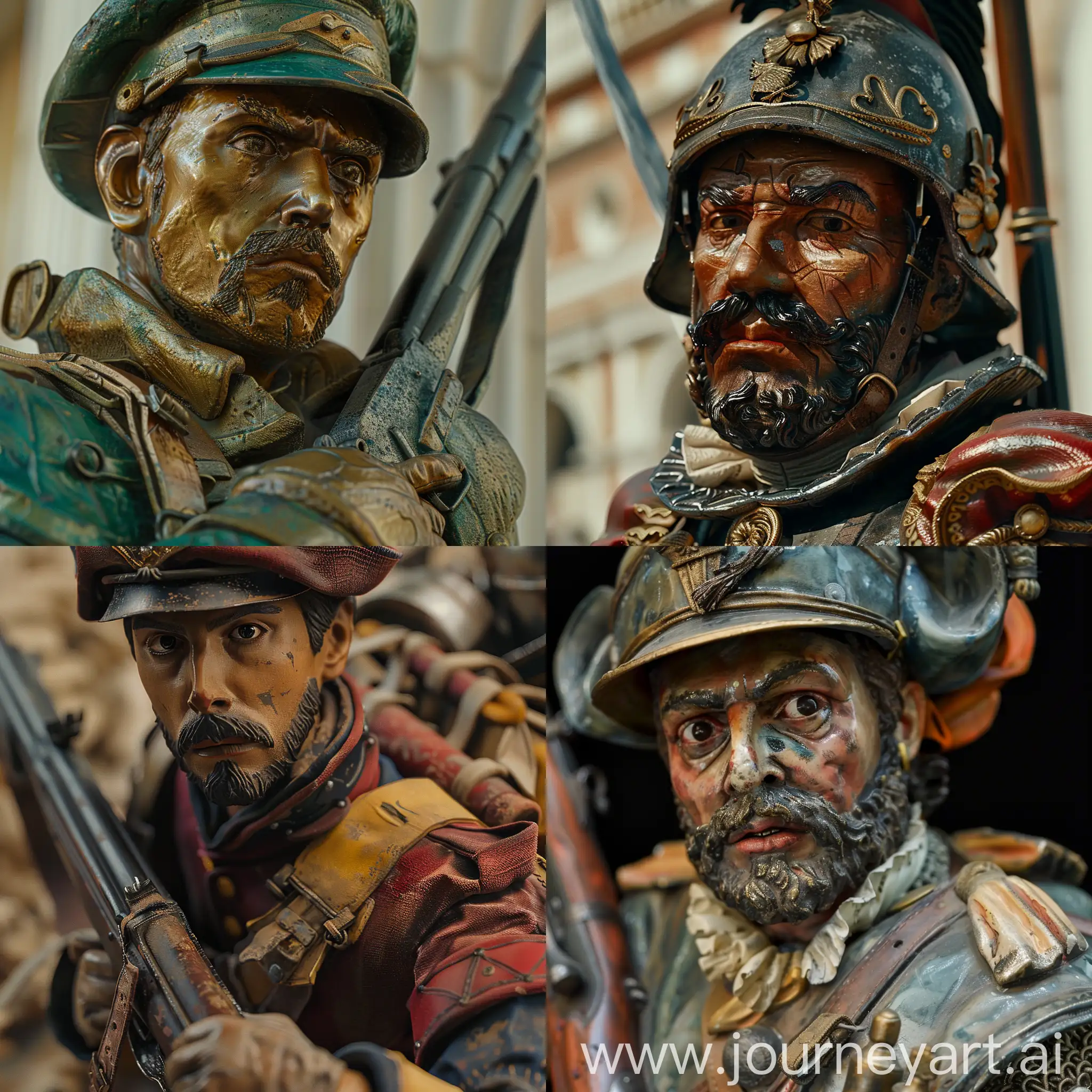 Realistic-Ceramic-Statue-of-20th-Century-Spanish-Army-Legionnaire-with-Rifle-and-Equipment