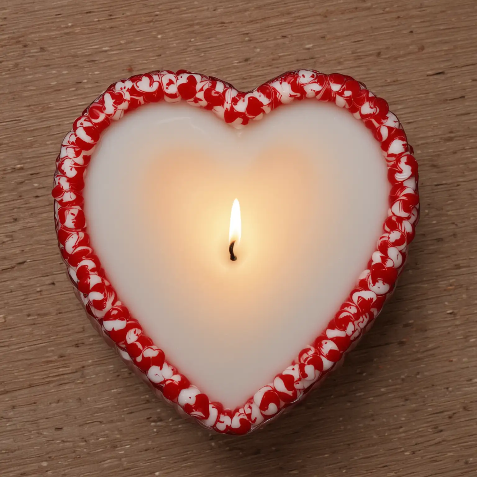 Romantic Red and White Candle Heart Symbol of Love and Passion