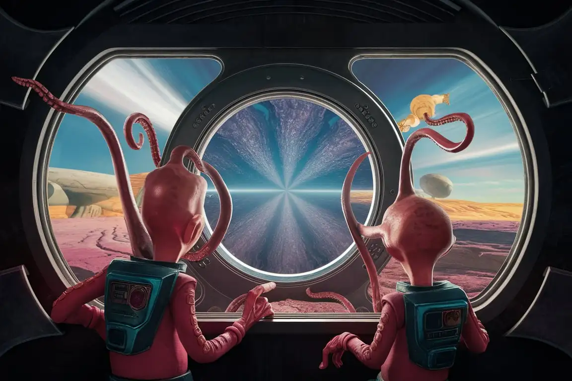 Futuristic Alien View Through Spaceship Window