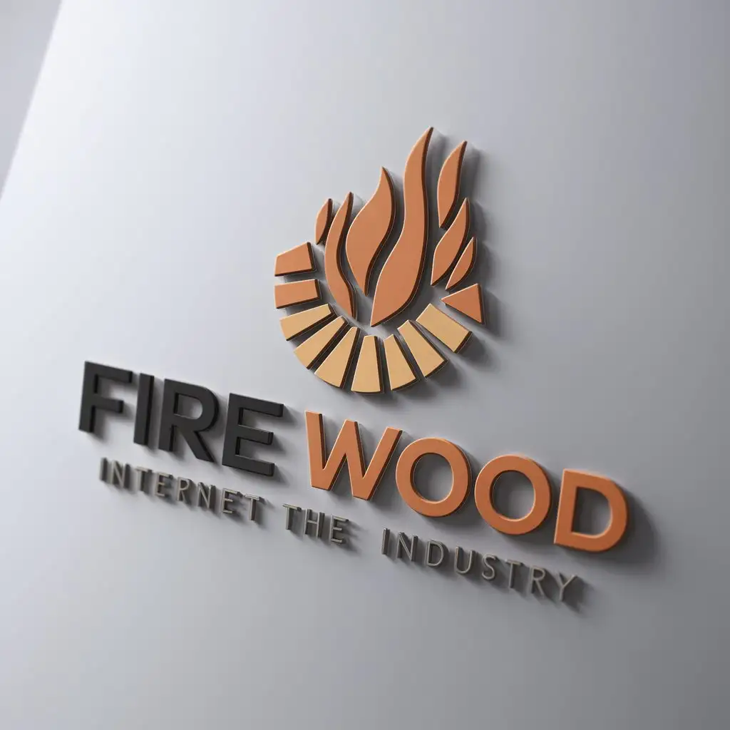 a logo design,with the text "fire wood", main symbol:wood, fire,Moderate,be used in Internet industry,clear background